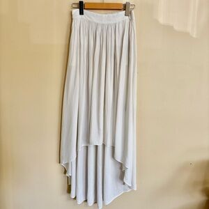 Zara| Flowing White Hi-Low Boho Pull-on Lightweight Maxi Skirt Sz S